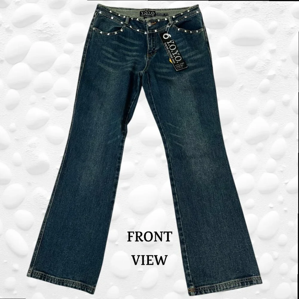 Vintage YOYO Low Waist Bootcut Studded Raw Waistband Jeans - Size 13 NWT - Picture 4 of 7